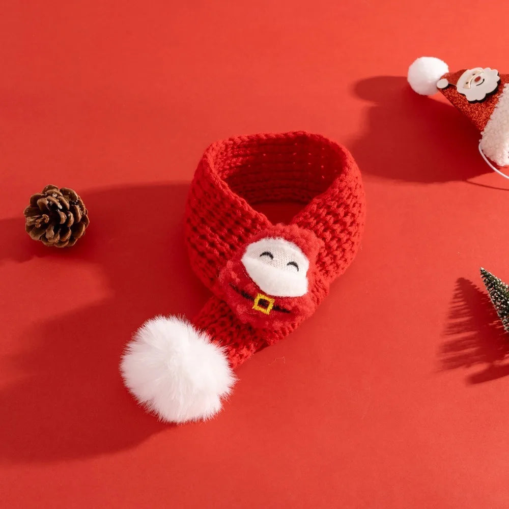 soft red christmas cat hat and scarf with adjustable chin strap