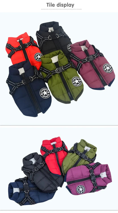 Winter Dog Jacket with Built-In Harness – Warm Splash-Proof Coat