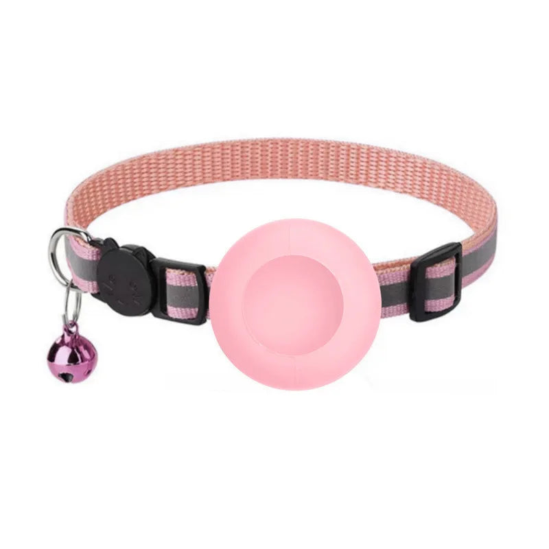 reflective cat collar with bell - breakaway airtag holder for cats