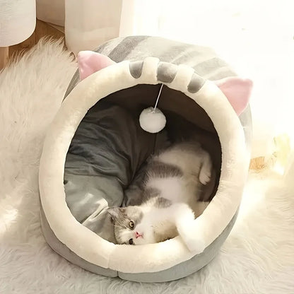 Cozy Cave Cat Bed – Warm Plush Tent for Deep, Comfortable Sleep