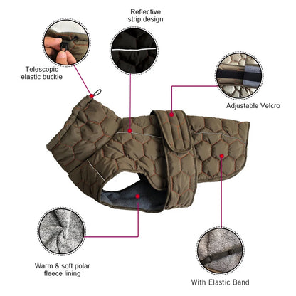 Winter Dog Coat for Large Dogs, Warm Reflective Water-Repellent Jacket