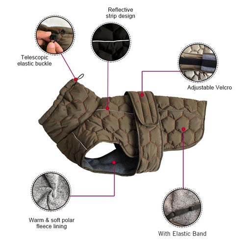 Winter Dog Coat for Large Dogs, Warm Reflective Water-Repellent Jacket