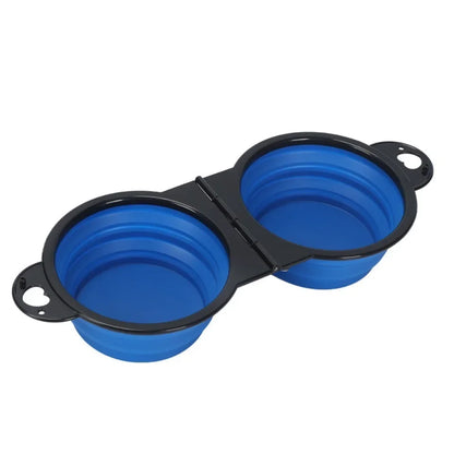 ZHUOJI 2-in-1 Foldable Dual Bowl – Portable Travel Feeding Set
