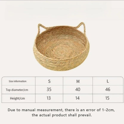 Four Seasons Woven Cat Bed – Breathable Rattan Cat Nest