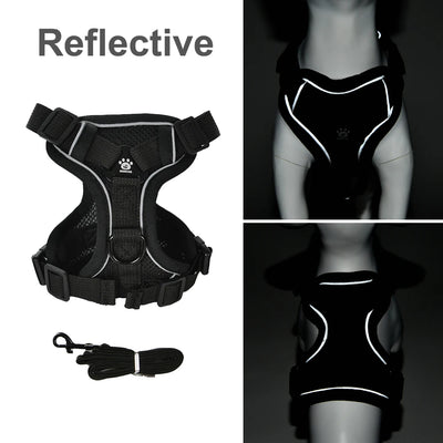 Breathable Puppy Harness Lead Set with Reflective Chest Strap Vest
