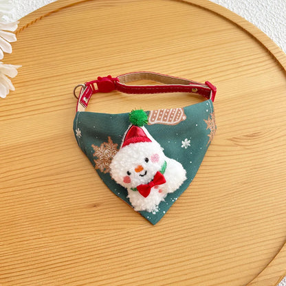 Soft Adjustable Christmas Pet Bandana Scarf Collar for Puppies and Cats
