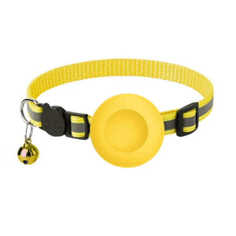 reflective cat collar with bell - breakaway airtag holder for cats