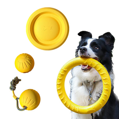 EVA Durable Dog Toy Set - Flying Disc, Ball & Tug Rope, 4-Piece Set