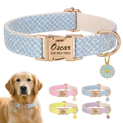 Personalized Bling Dog Collar - Free Engraved ID Tag & Flower Charm