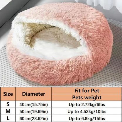 Cozy Shell-Shaped Plush Cat Bed, Warm Semi-Enclosed Nest for puppies