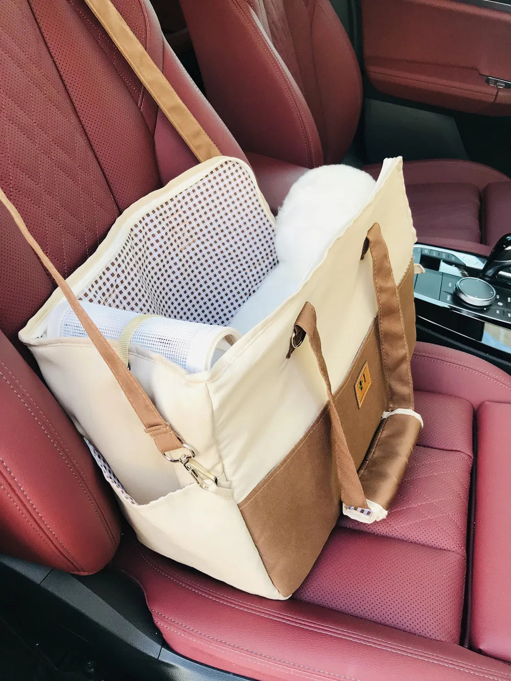 breathable pet carrier shoulder bag for cats & puppies, car seat