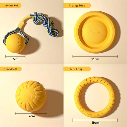 EVA Durable Dog Toy Set - Flying Disc, Ball & Tug Rope, 4-Piece Set