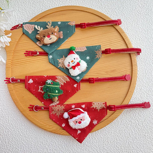 Soft Adjustable Christmas Pet Bandana Scarf Collar for Puppies and Cats