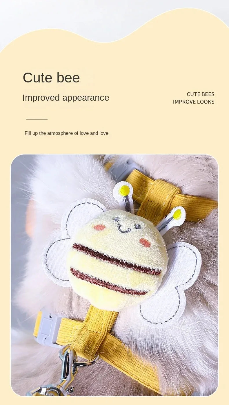 cute bee cat harness & leash set – adjustable walking vest