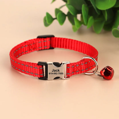 Personalized Cat Collar with Bell - Free Engraved, Breakaway Safe