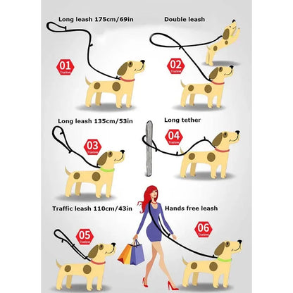 7-in-1 Multi-Function Hands-Free Dog Leash - Reflective, Walk 2 Dogs