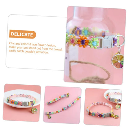 Adjustable Pet Collar with Bell - Colorful Paw Print for Cats & Puppies