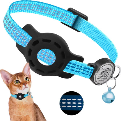 Breakaway Reflective Cat Collar with QR Code Tag and AirTag Holder