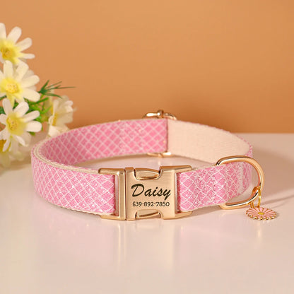 Personalized Bling Dog Collar - Free Engraved ID Tag & Flower Charm