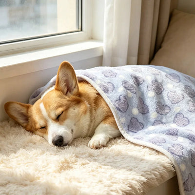 Soft Plush Heart Print Pet Blanket - Machine Washable, All Season
