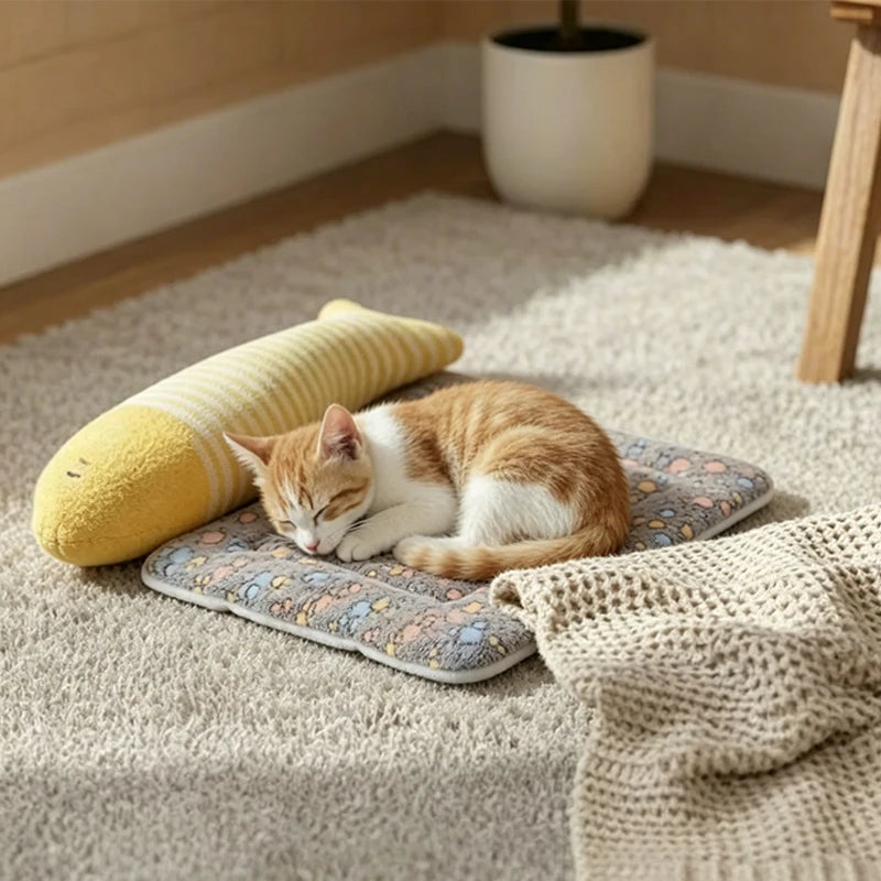 1pc double-sided plush pet mat and bed for cats and dogs, soft and warm
