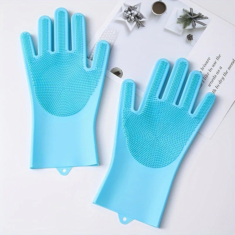 silicone pet bathing gloves – shampoo scrubber hair remover