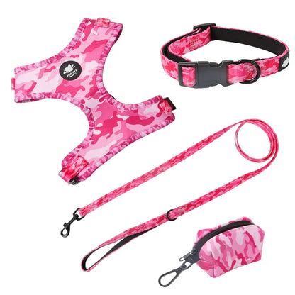 6-in-1 Dog Harness Set with Leed, Collar, Bandana & Poop Bag Holder
