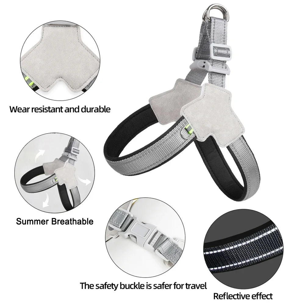 adjustable reflective dog harness for hiking, walking, and travel