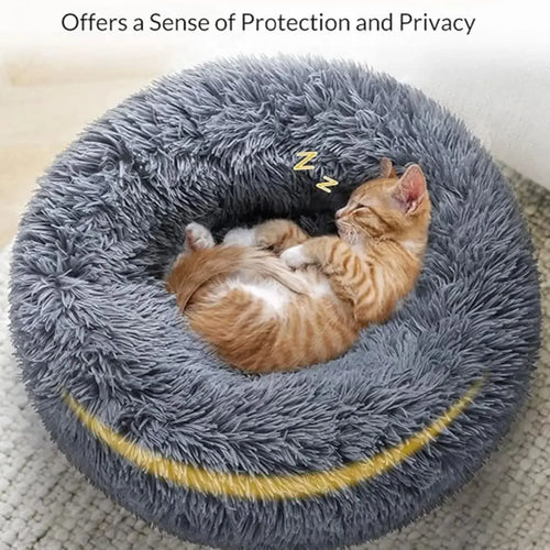 Soft Plush Round Pet Bed for Dogs & Cats, 6 Sizes, Machine Washable