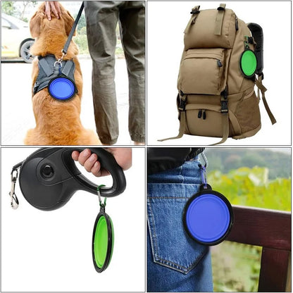 Folding Silicone Dog Bowl with Carabiner – Portable Travel Feeder