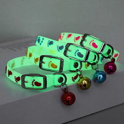 Glow-in-the-Dark Cat & Puppy Collar with Bell - Silicone Anti-Loss Collar