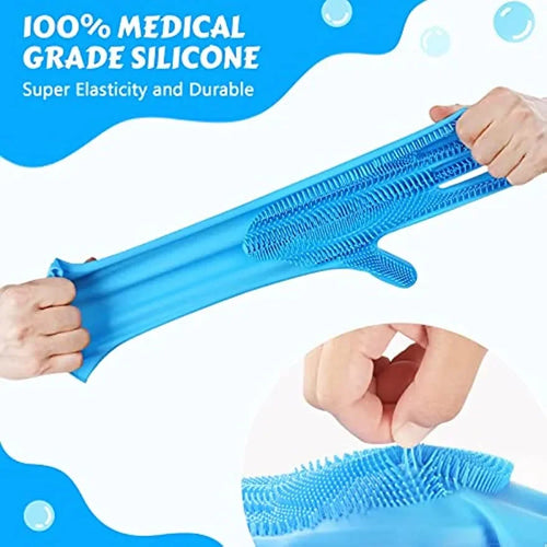 Silicone Pet Bathing Gloves – Shampoo Scrubber Hair Remover