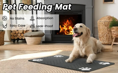 Absorbent Waterproof Pet Feeding Mat with Non-Slip Rubber Backing
