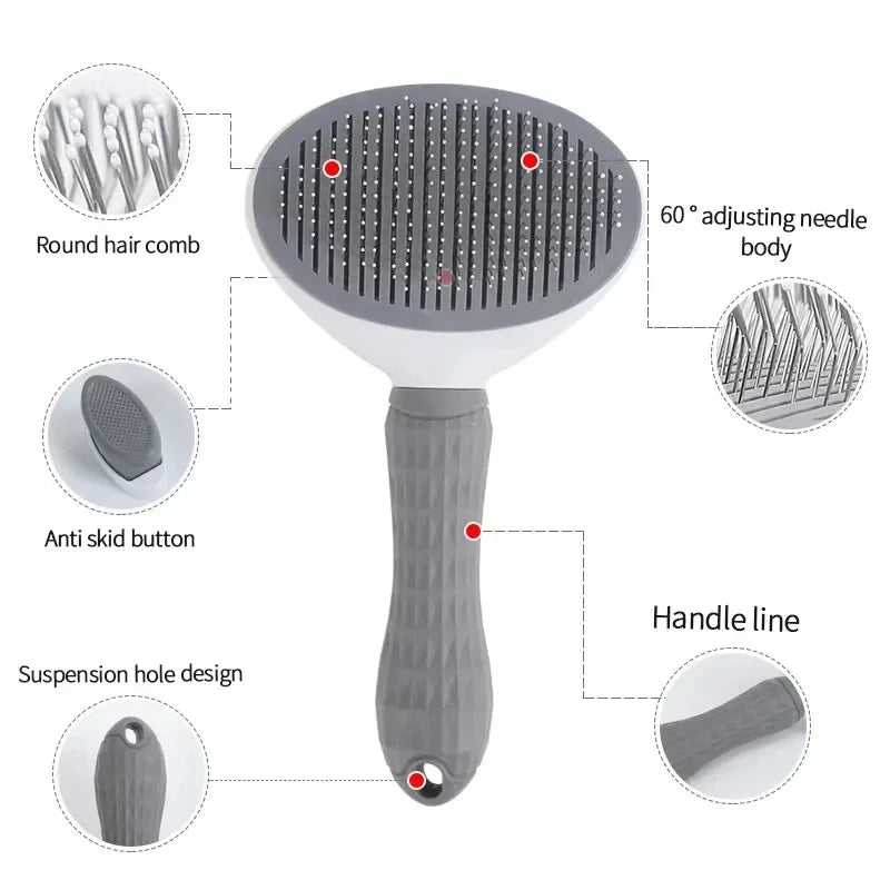 self-cleaning pet hair brush – dematting comb for dogs & cats