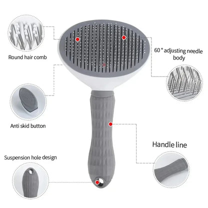 Self-Cleaning Pet Hair Brush – Dematting Comb for Dogs & Cats