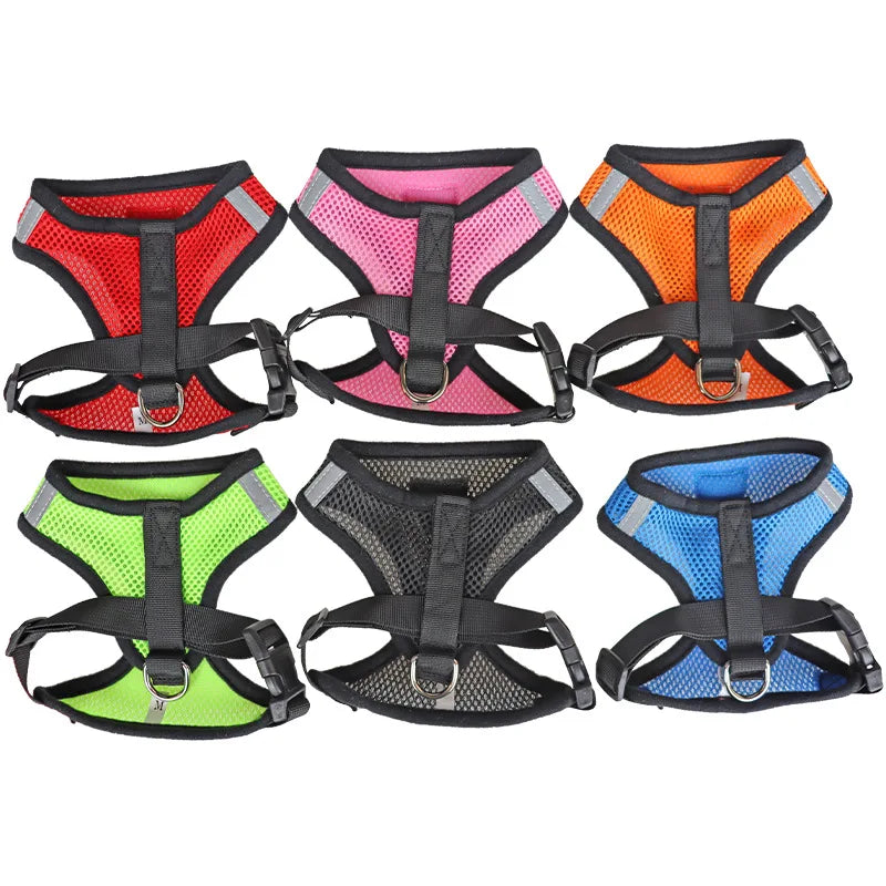 breathable mesh cat & dog harness with leash – reflective vest