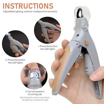Professional LED Light Pet Nail Clippers for Dogs, Cats & Rabbits