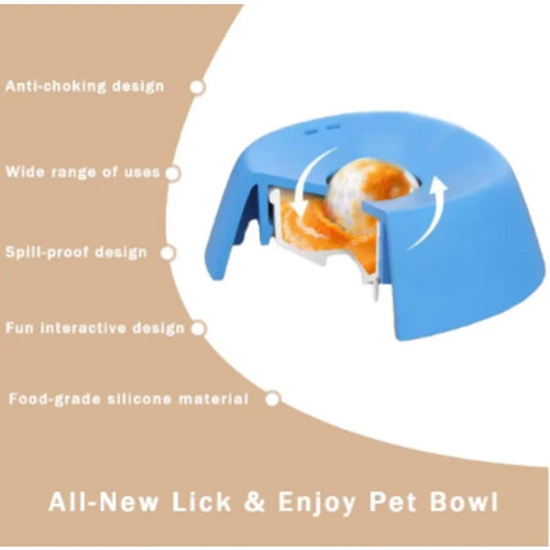 Slow Feeder Liquid Lick Bowl – Rolling Ball Dog Bone Broth Bowl