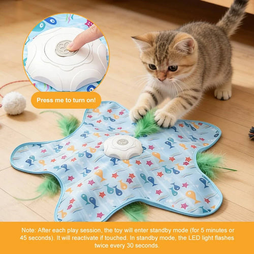 Hide & Seek Automatic Cat Play Mat 360° Feather Hunting Toy